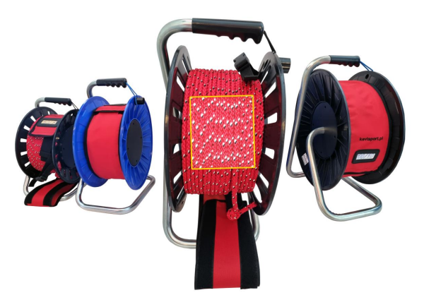Odblaskowa lina asekuracyjna na bębnie, kołowrót
